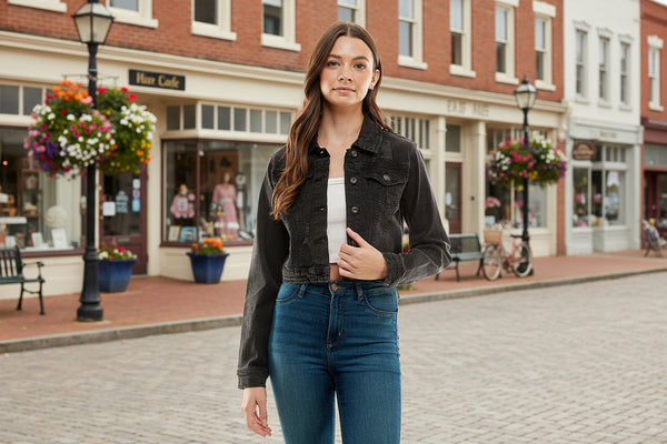 Casual Denim Jacket: BLACK