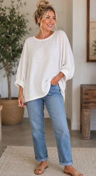 Off White Lined Sweater