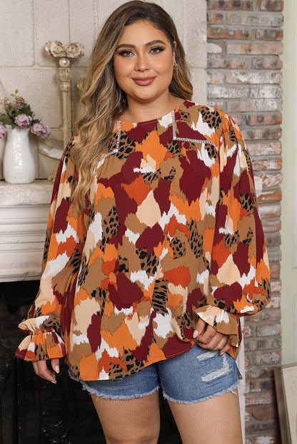 Garnet and Orange Abstract Top*