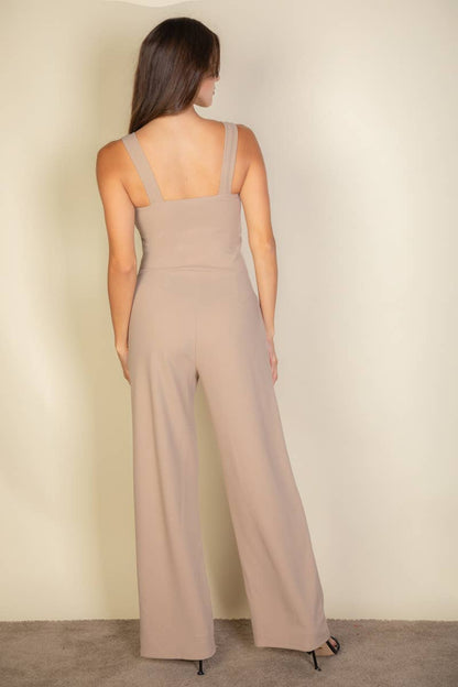 Taupe Notched Jumpsuit
