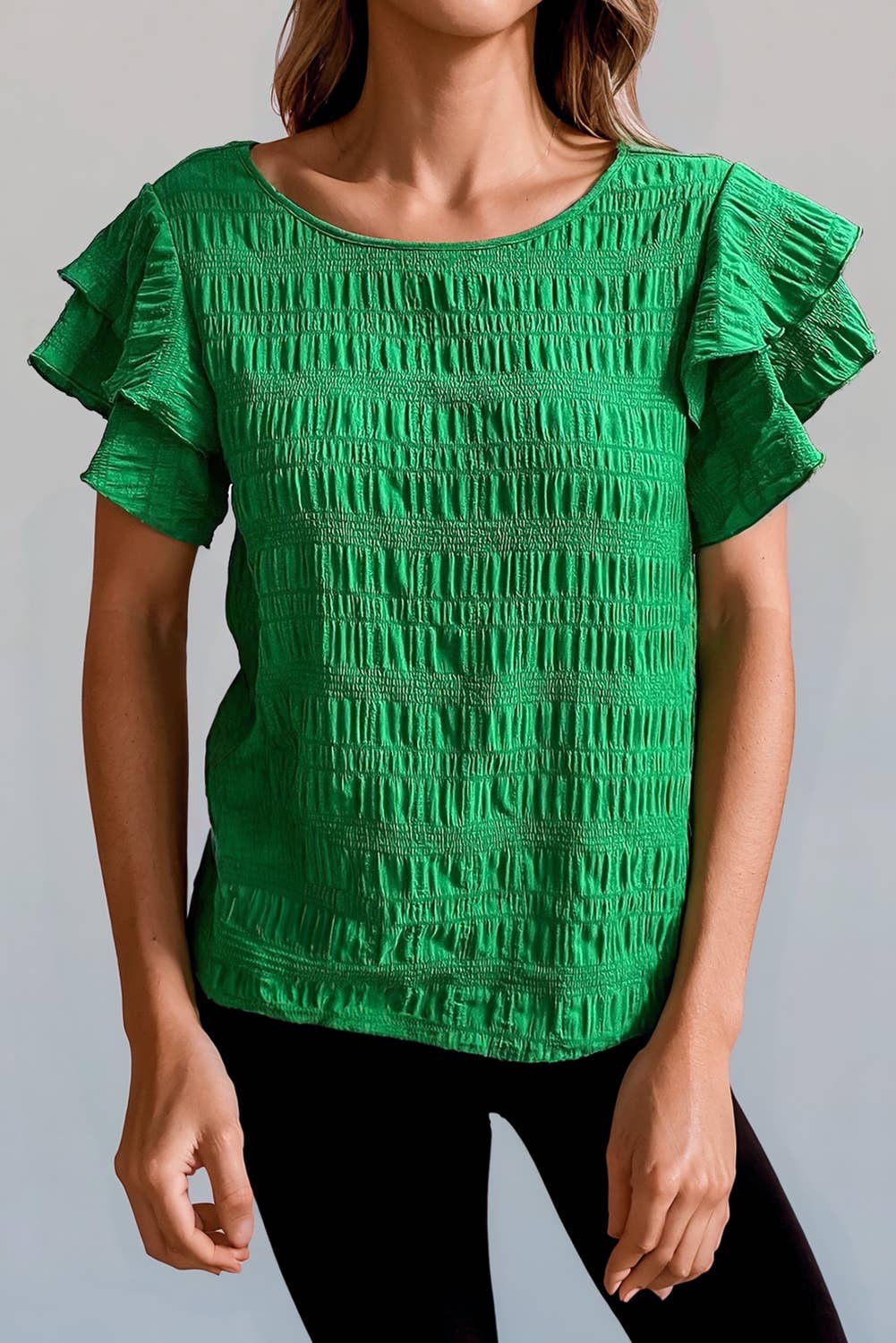 Kelly Green Crinkle Top