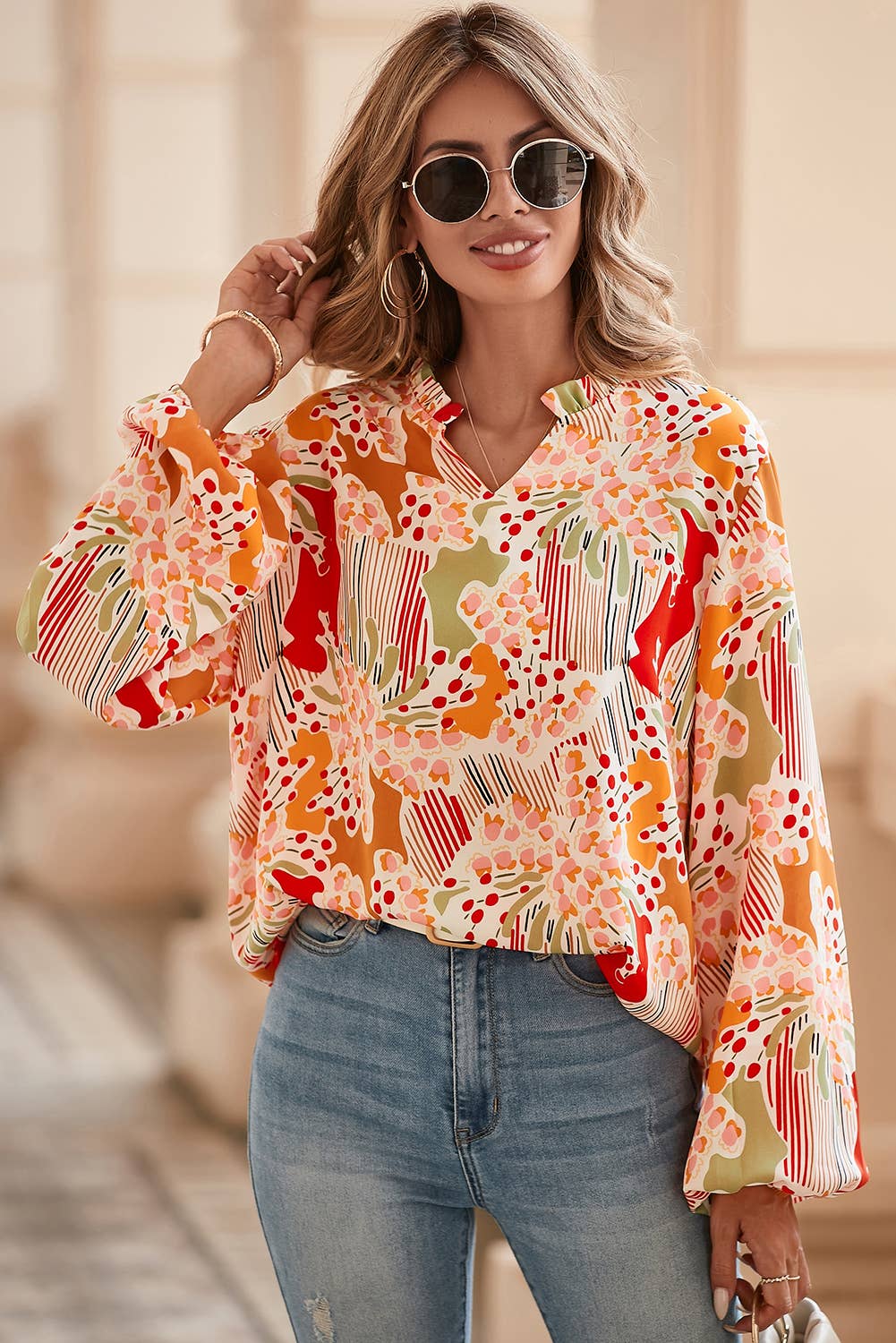 Fall Orange Puff Sleeve Top*