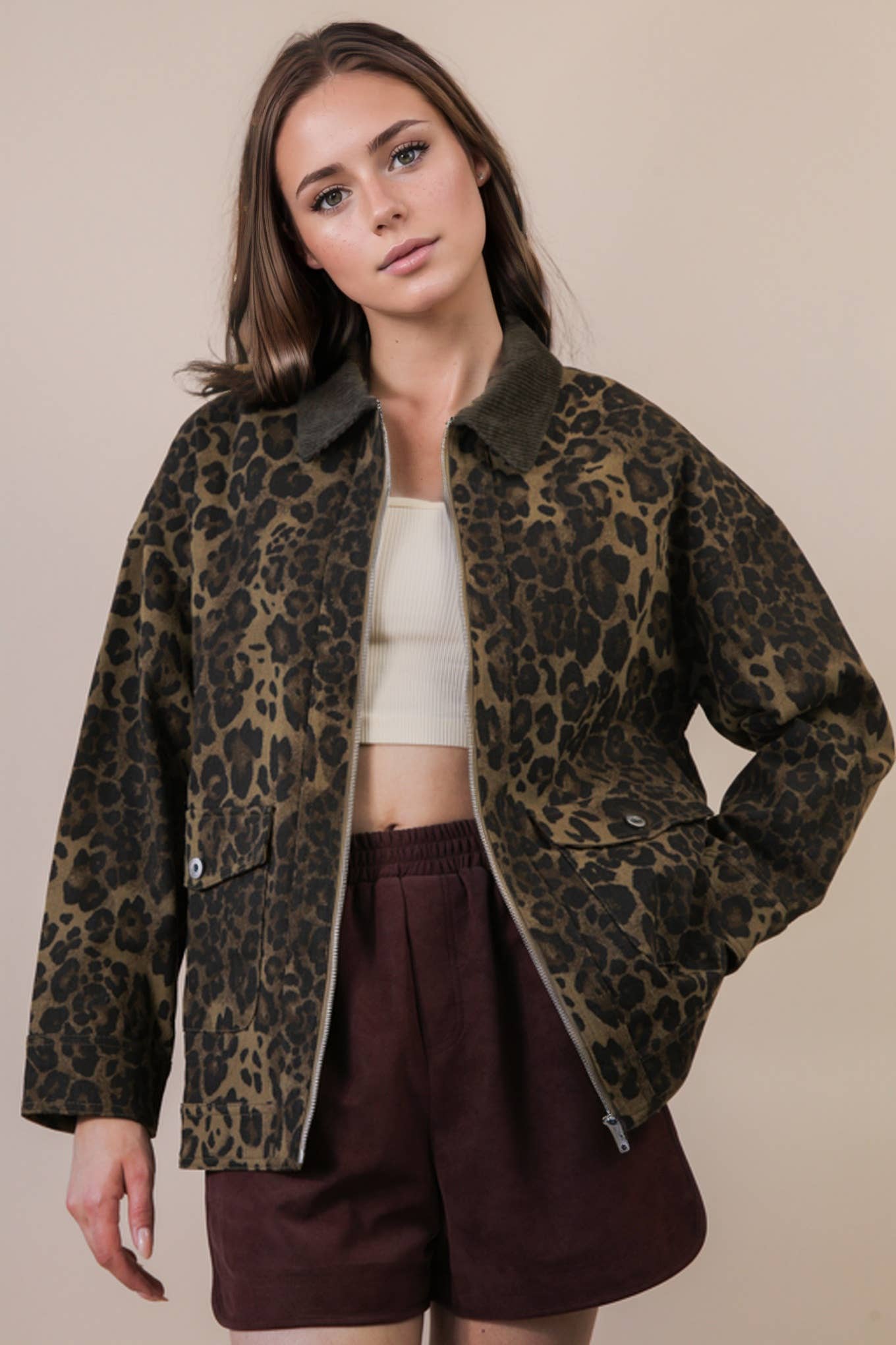 Leopard Twill Cotton Jacket
