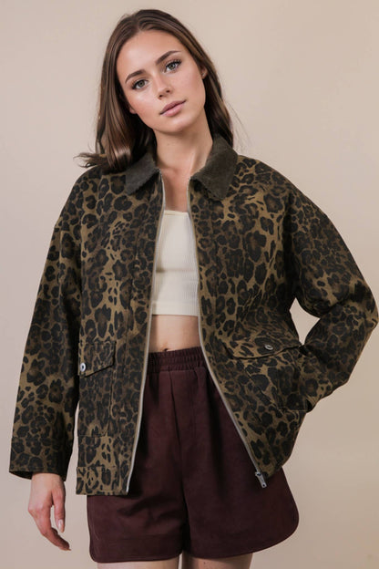 Leopard Twill Cotton Jacket