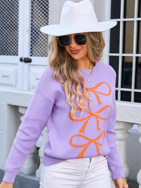 Purple Triple Bow Sweater
