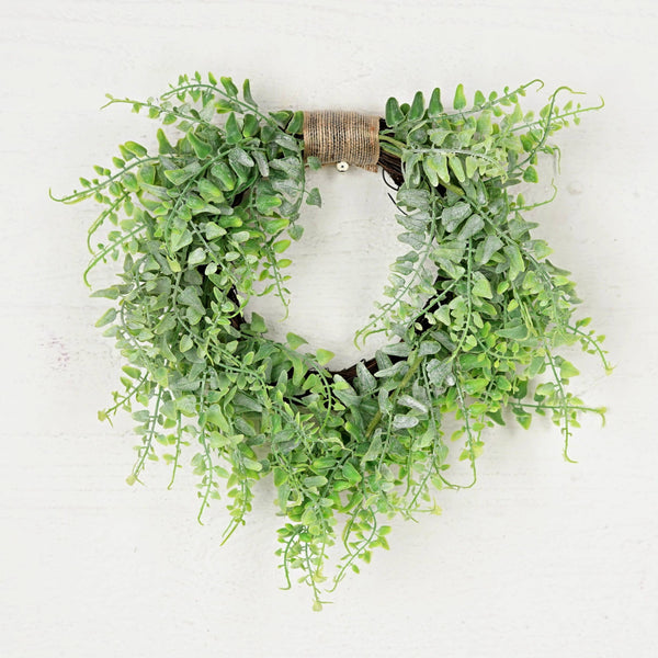 Heart Wreath-Flocked soft touch Fern 14"