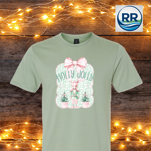 Holly Jolly Nutcracker T-Shirt: Sage
