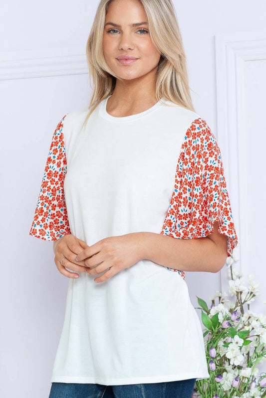 White and Floral Top*
