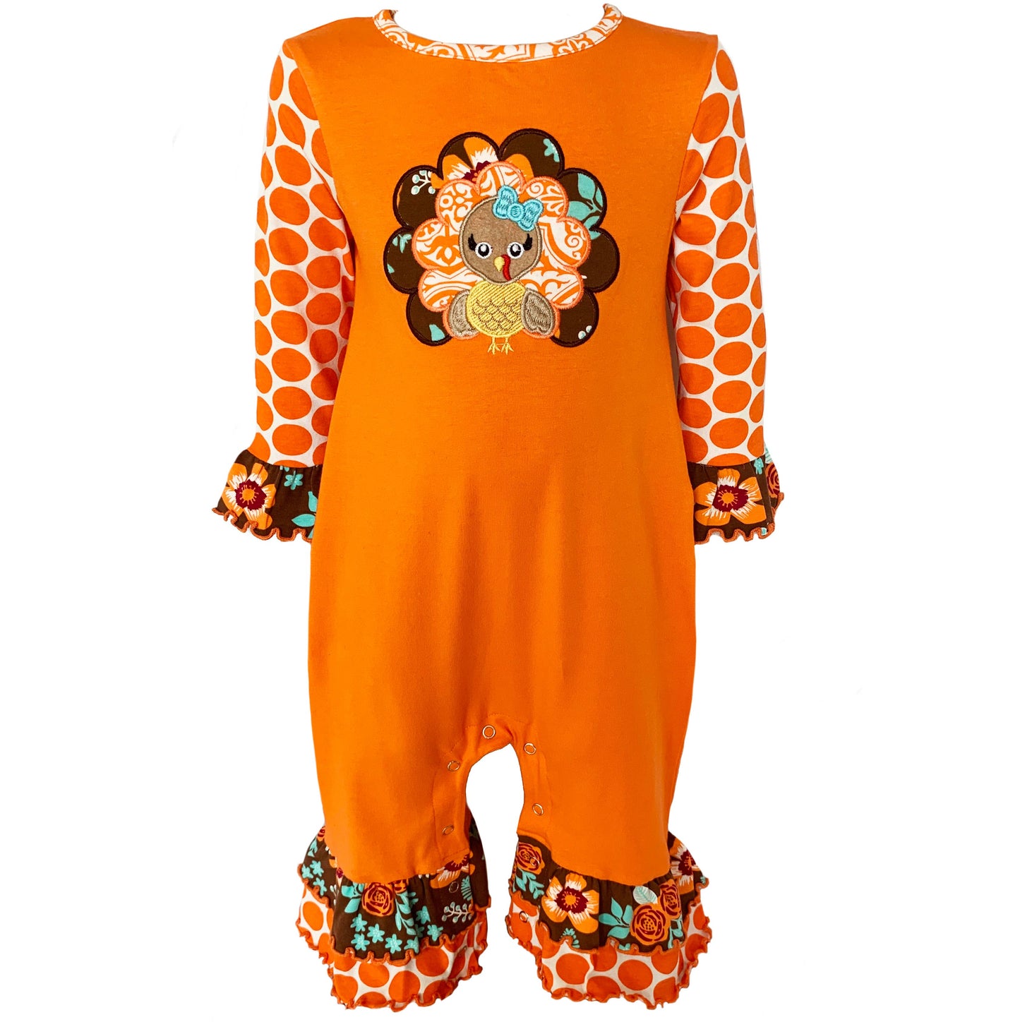 Turkeys and Ruffles Romper