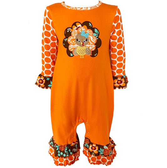 Turkeys and Ruffles Romper