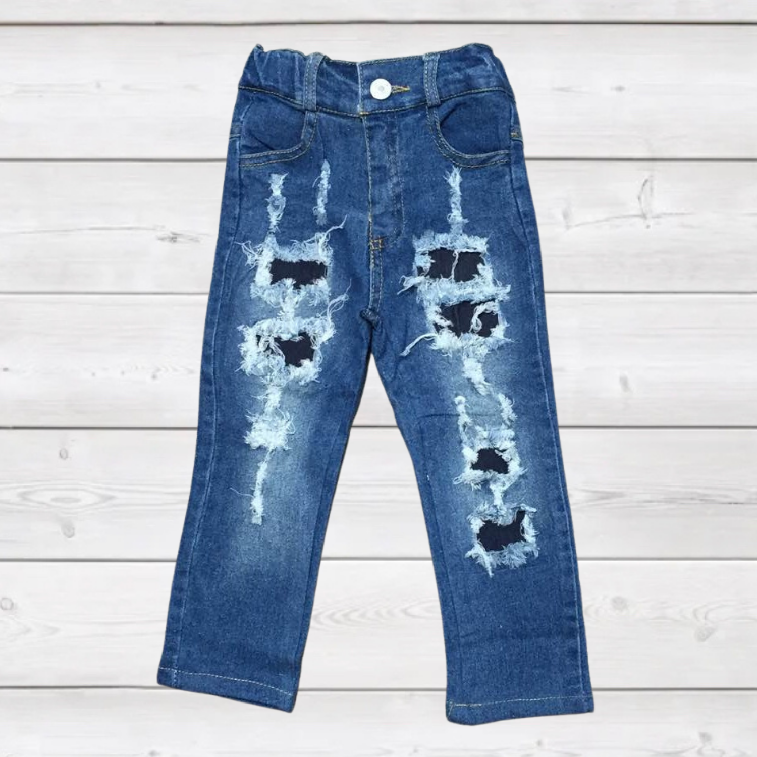 Distressed Medium Wash Unisex Jeans