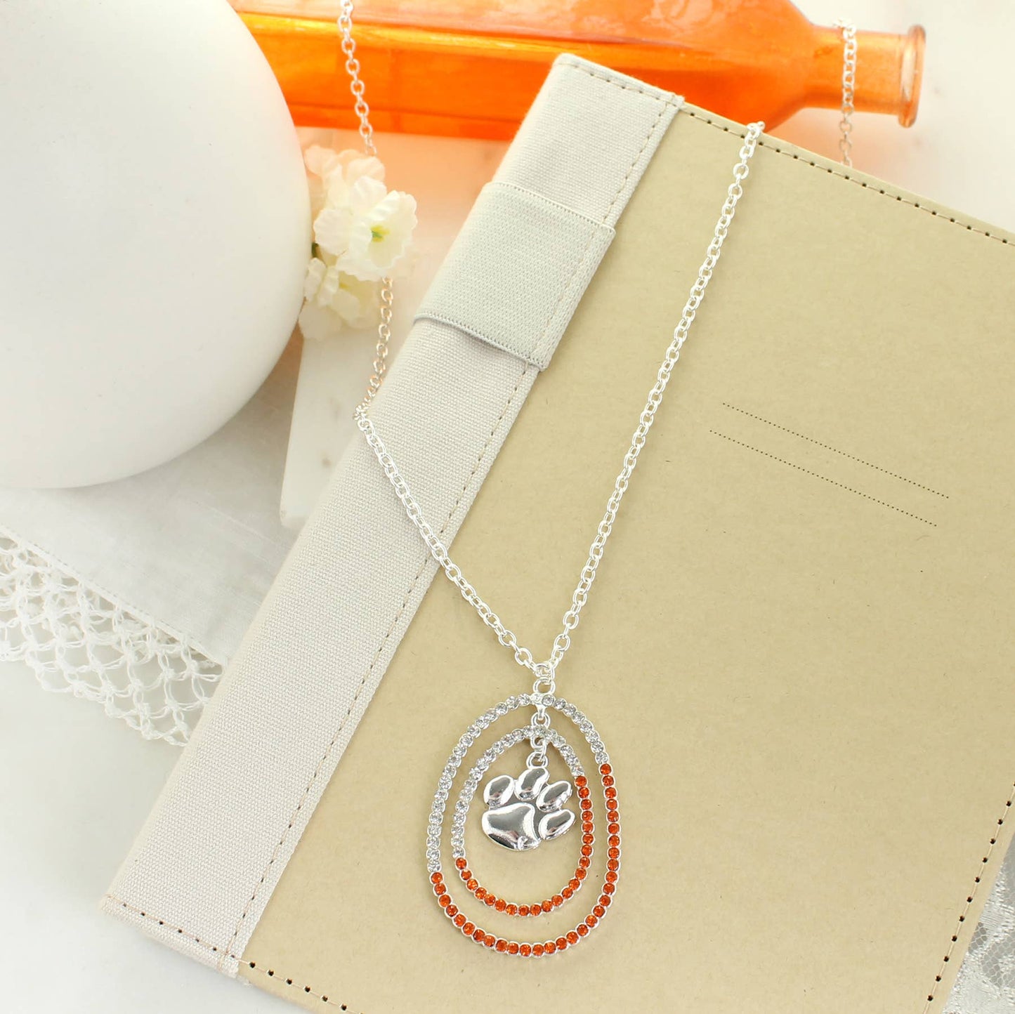 34" Clemson Crystal Loop Necklace*