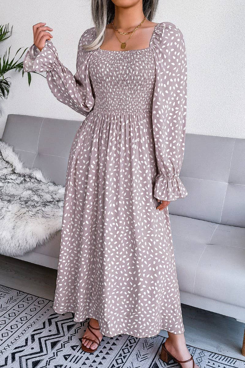 Dalmation Smocked Maxi Dress