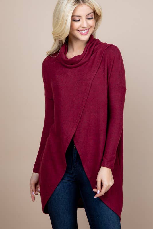 Cowl Neck Tulip-Hem Top