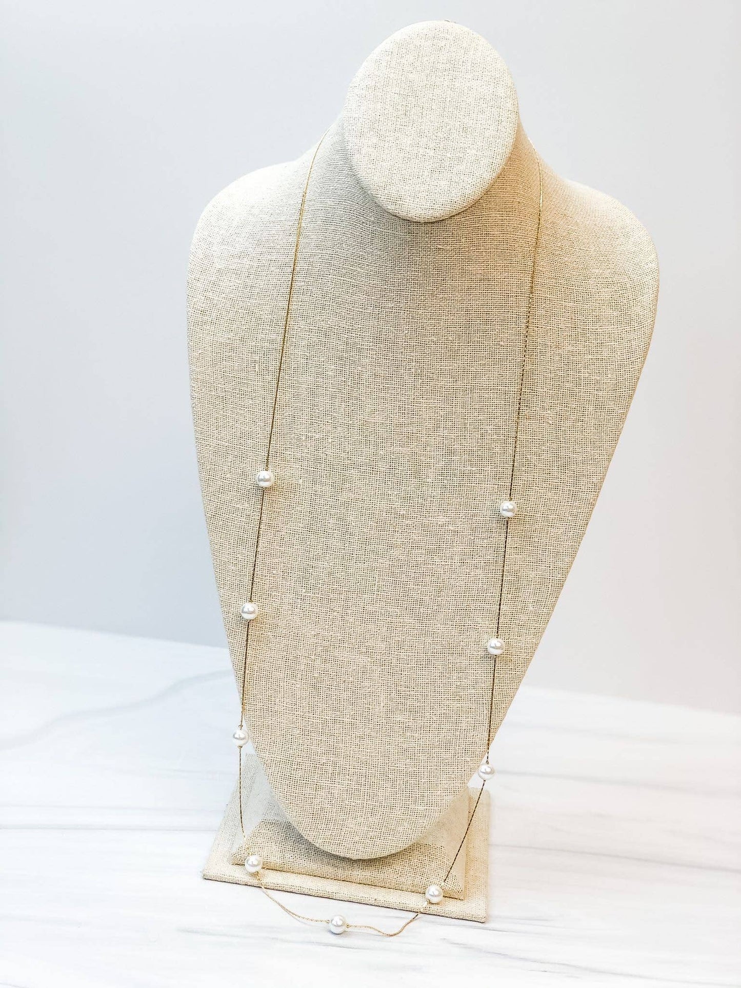 Long Pearl Station Necklace