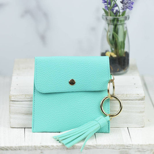 Key Ring + Pouch With Tassel and Clip-Mint