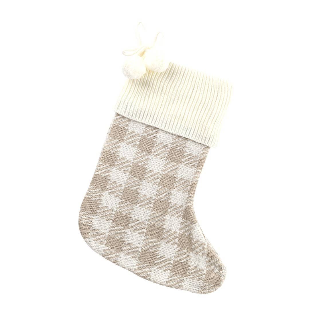 Tan Check Knit Stocking