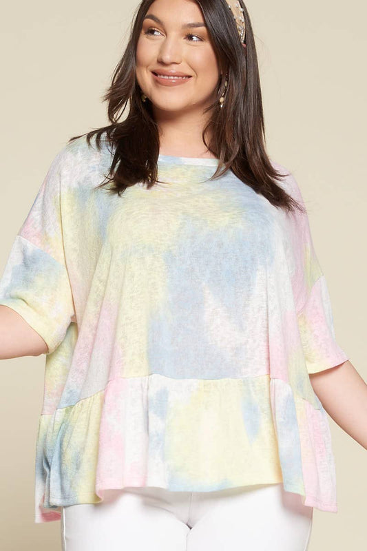 Tie Dye Babydoll Top, Curvy*