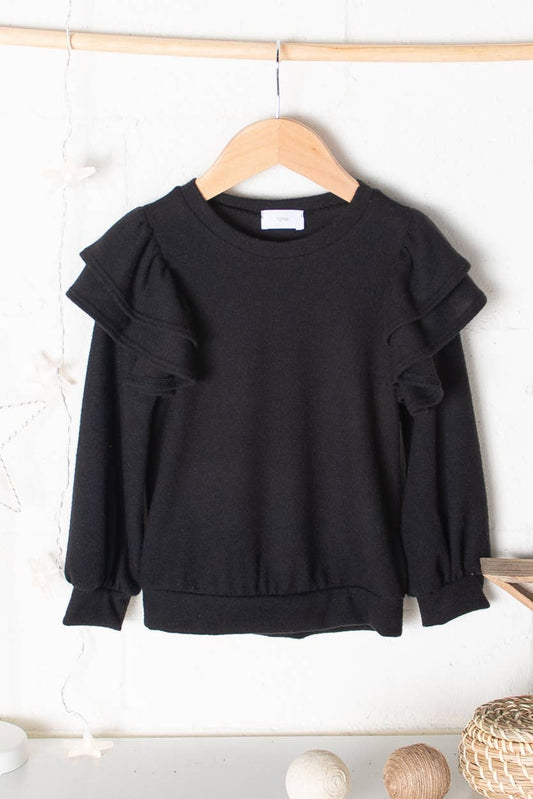 Mini Ruffle Long Sleeve-Black