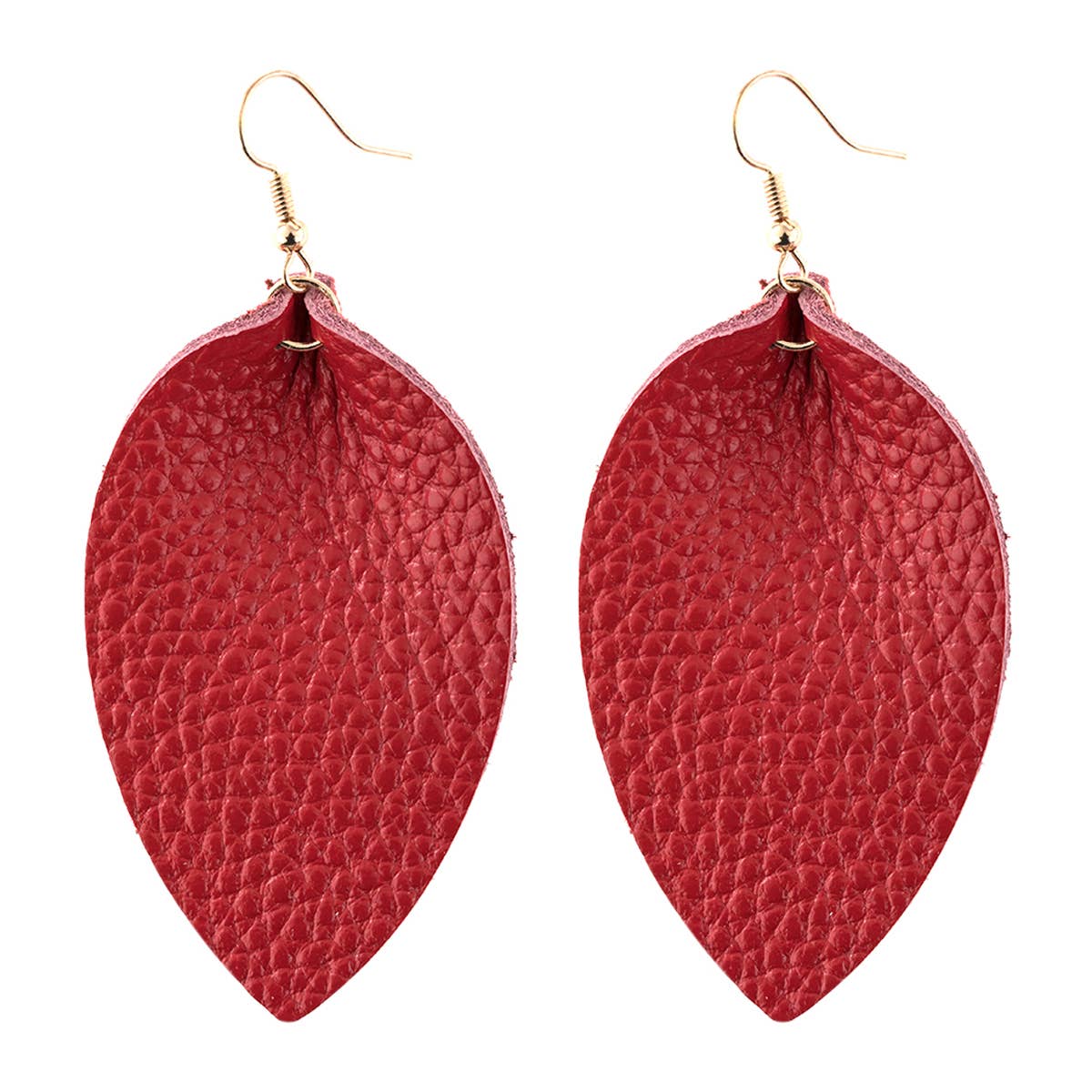 Red Leather Hook Drop Earrings*