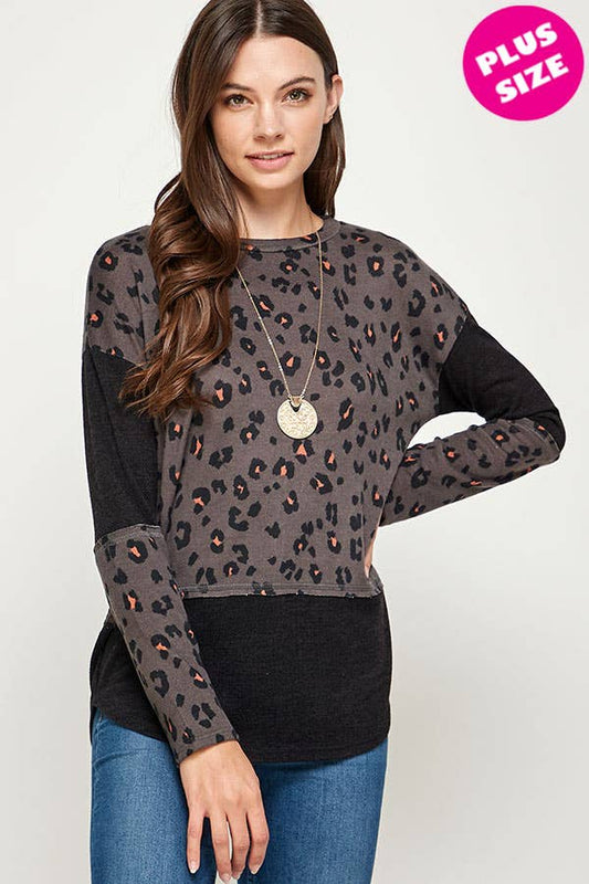 Charcoal Leopard Top, Curvy*