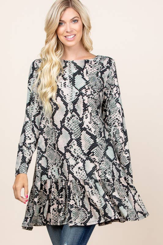 Snake Jersey Babydoll Tunic*