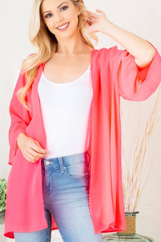 RUFFLED SLEEVE CARDIGAN