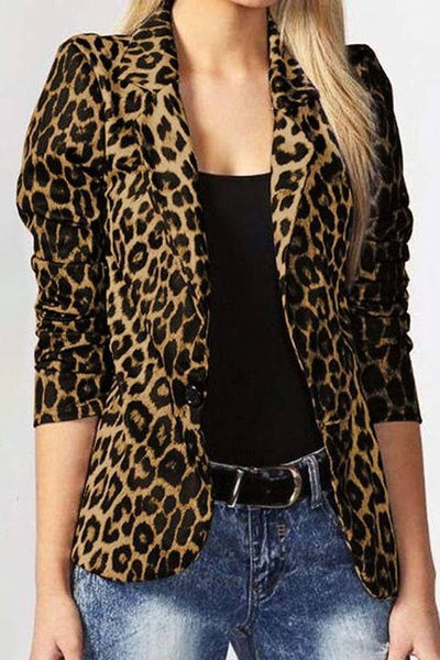 LEOPARD PRINT LONG SLEEVE JACKET*