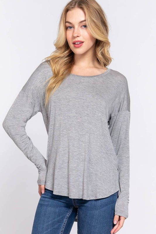 Basic Long Sleeve Tee - Heather Gray