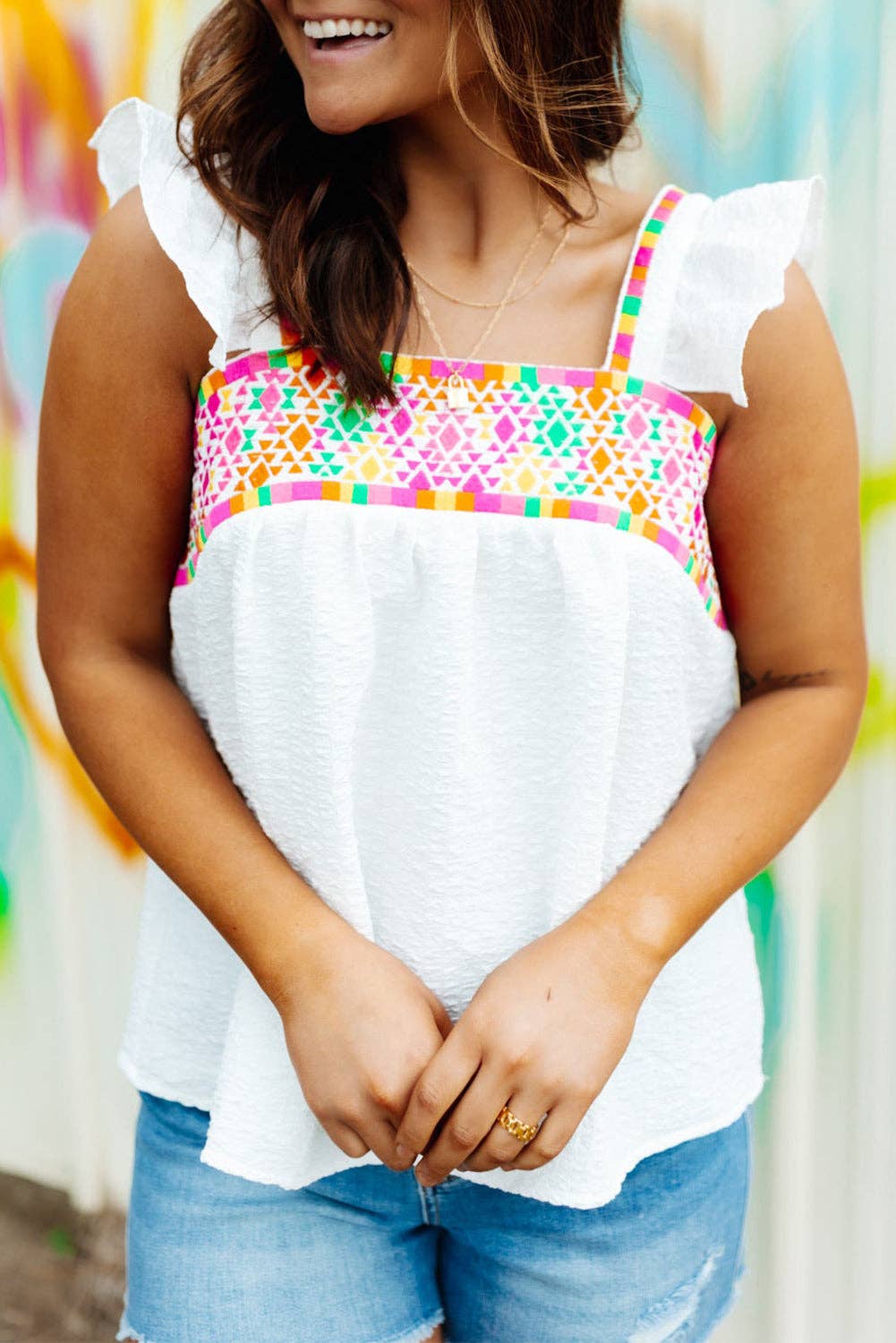 White and Aztec Tank*