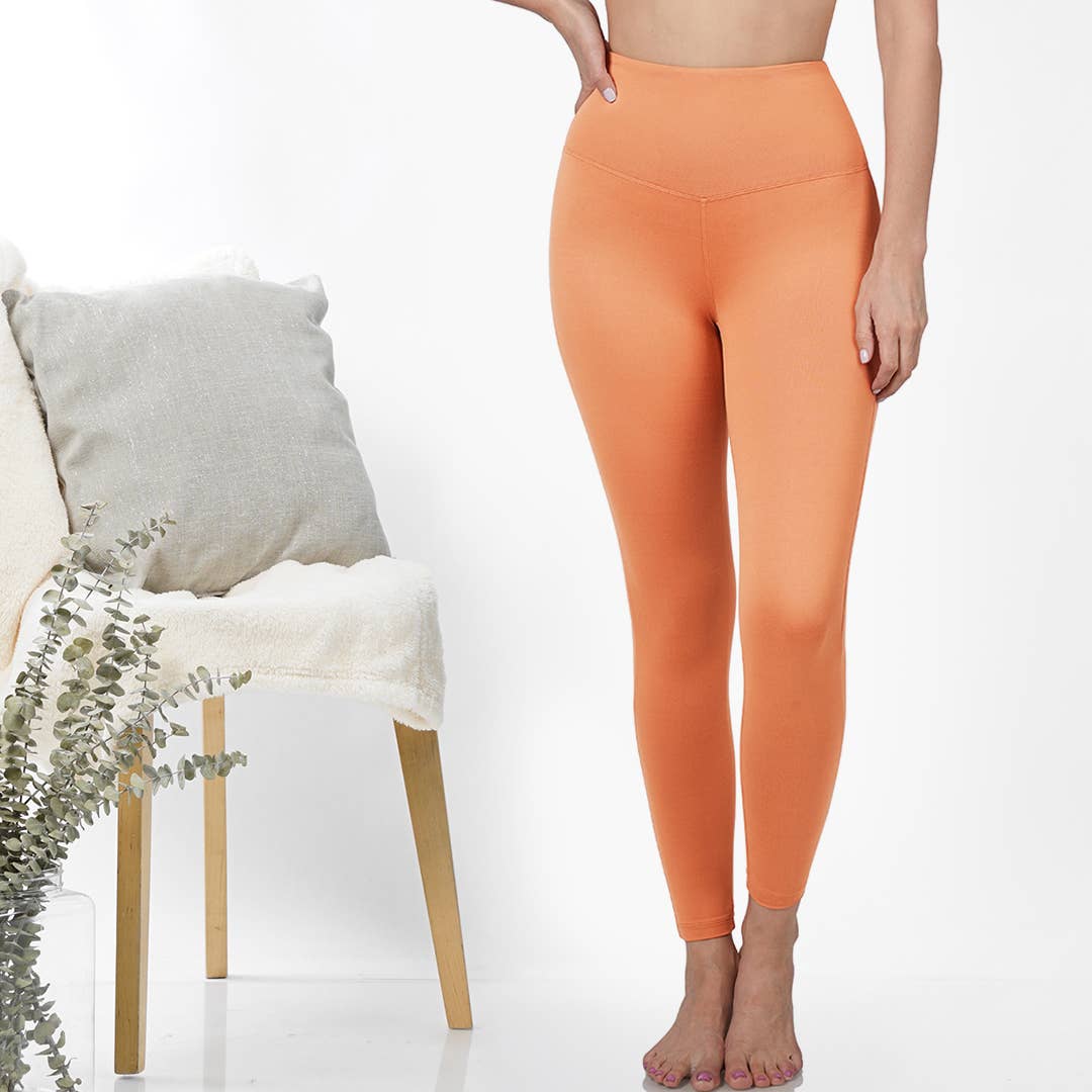 ORANGE MICROFIBER LEGGINGS