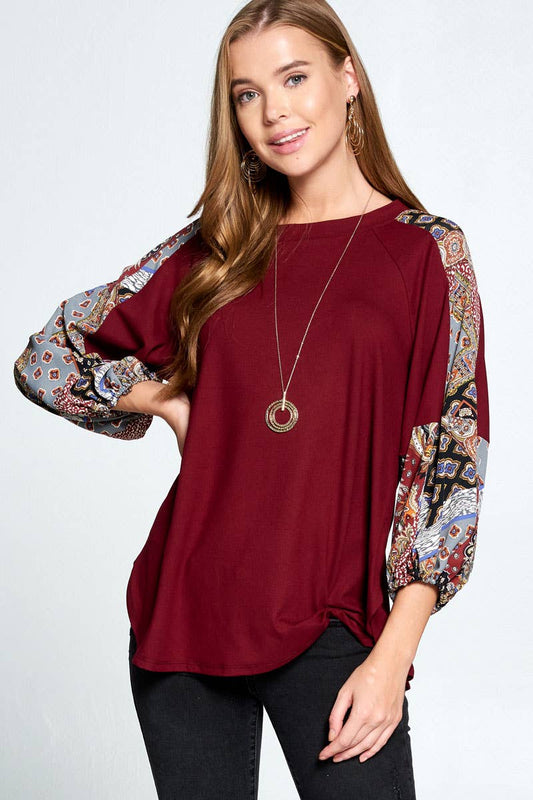 Patchwork Sleeves Top*