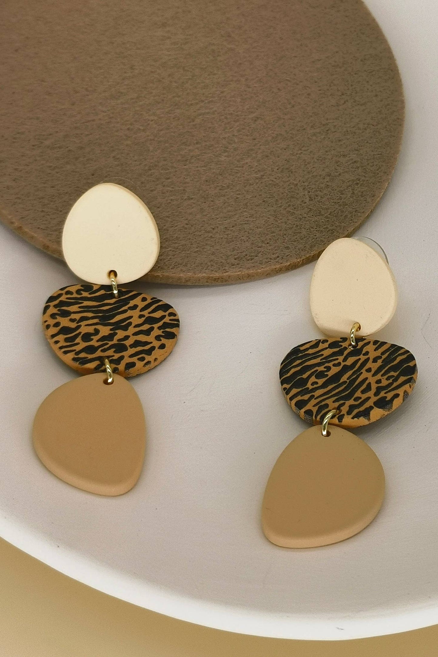 Leopard Geometric Panel Earrings*