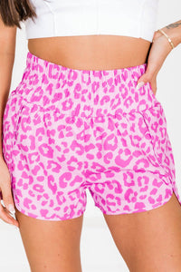 PINK LEOPARD HIGH RISE SHORTS*