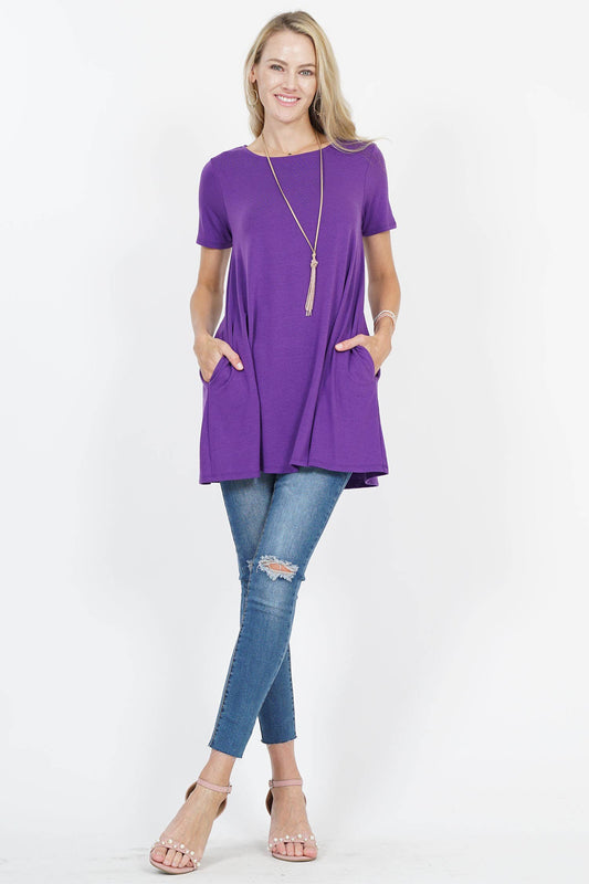 Purple Boat Neck Tunic*