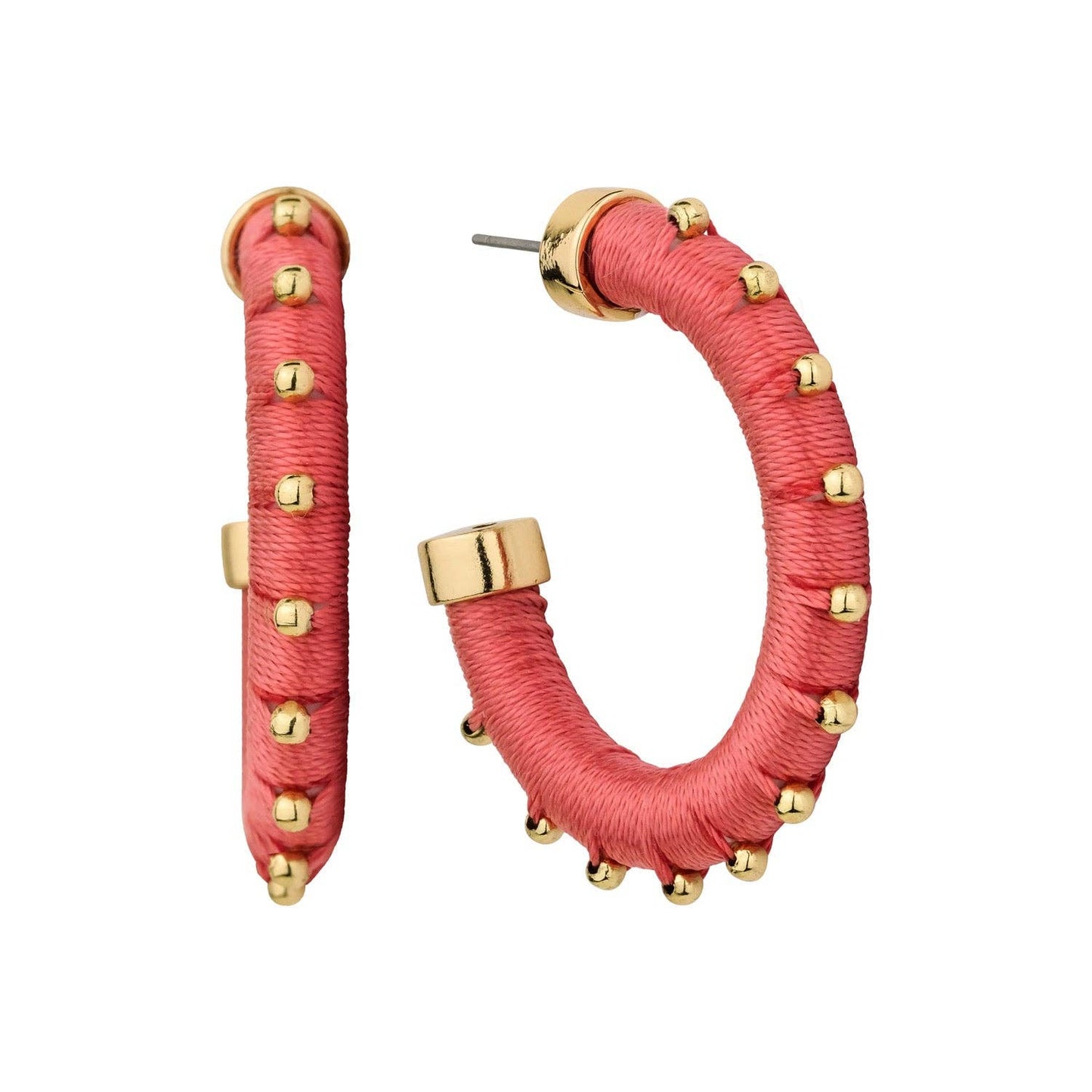 Coral Studded Thread Hoops*