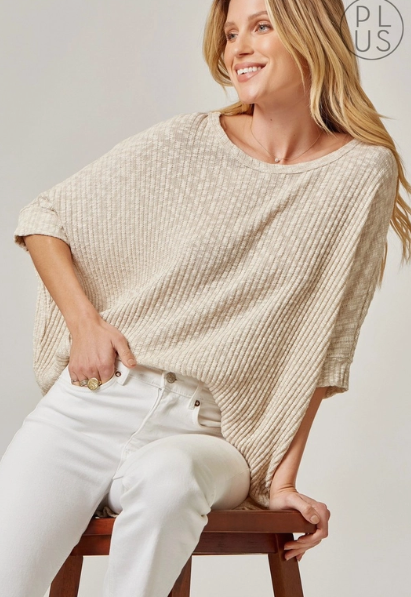 Knit Boatneck Top, Curvy