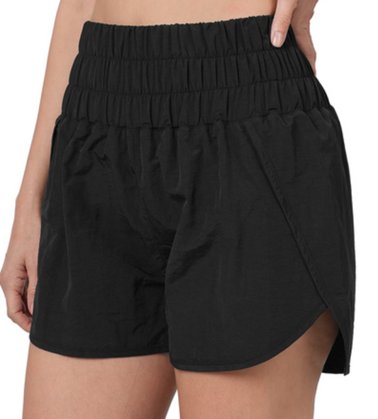 Black Windbreaker Shorts*