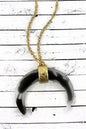 CRAVE GRAY TORTOISESHELL DOUBLE HORN PENDANT NECKLACE*