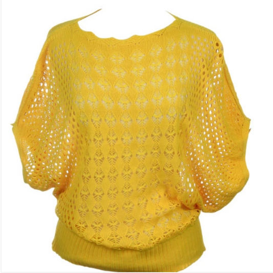 One Size Knit Cover Up-Yellow