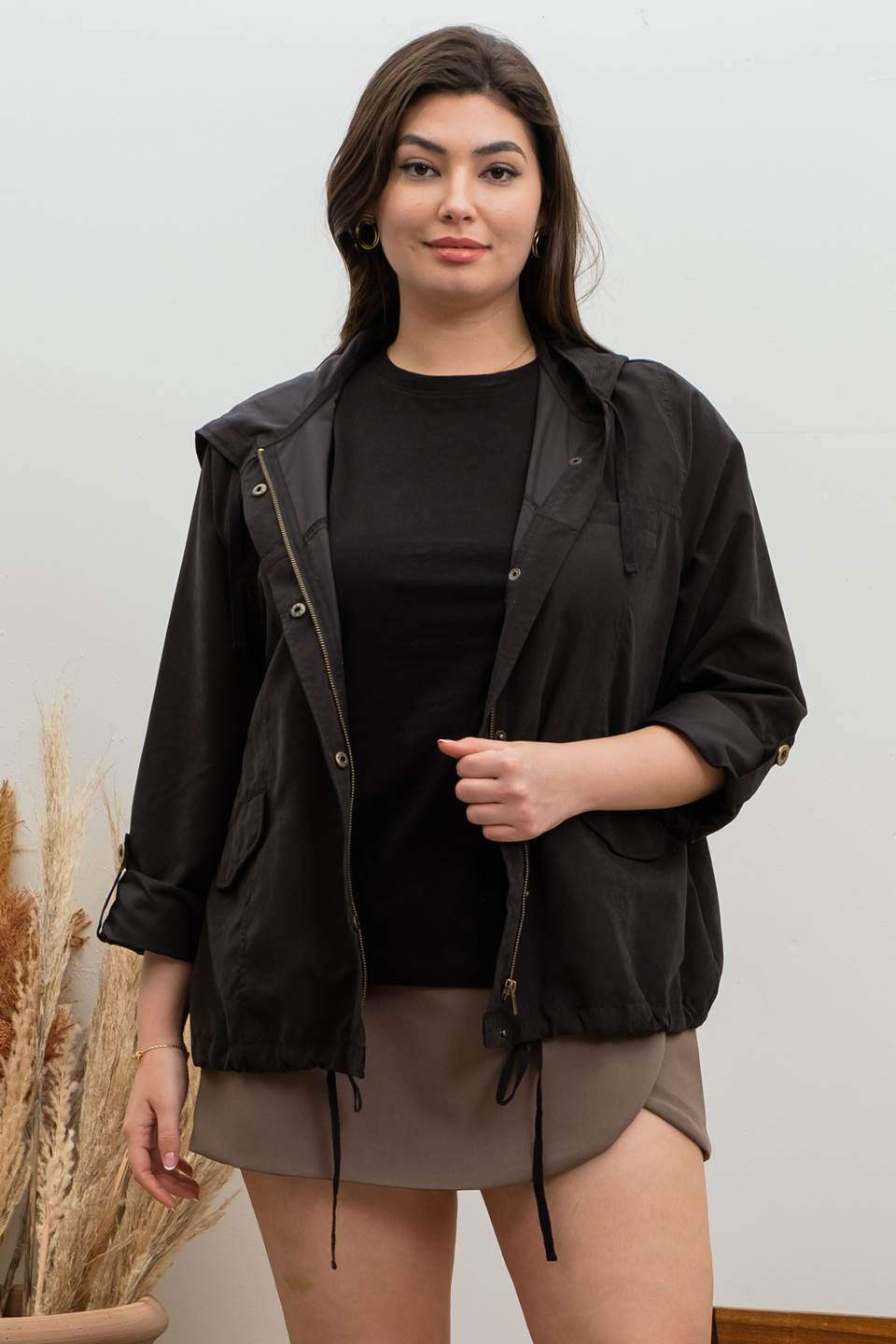 BLACK UTILITY JACKET, CURVY*