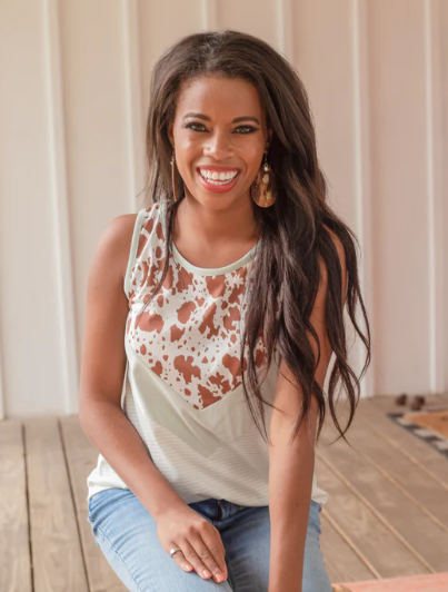 Mint and Cowprint Tank