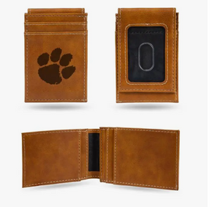 Clemson Tigers Laser Engraved Front Pocket Wallet, Black