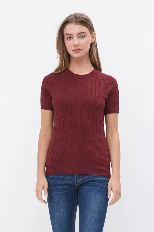 GARNET CABLE KNIT TOP*