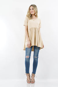 TAUPE BABYDOLL TOP*