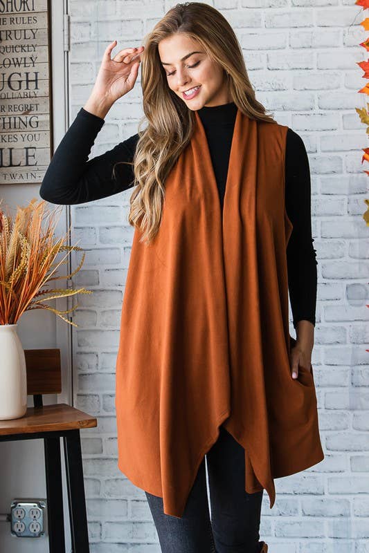 Velvet Camel Sleeveless Cardigan*