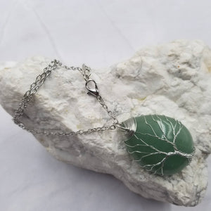 Natural Stone Tree Of Life Pendant Necklace