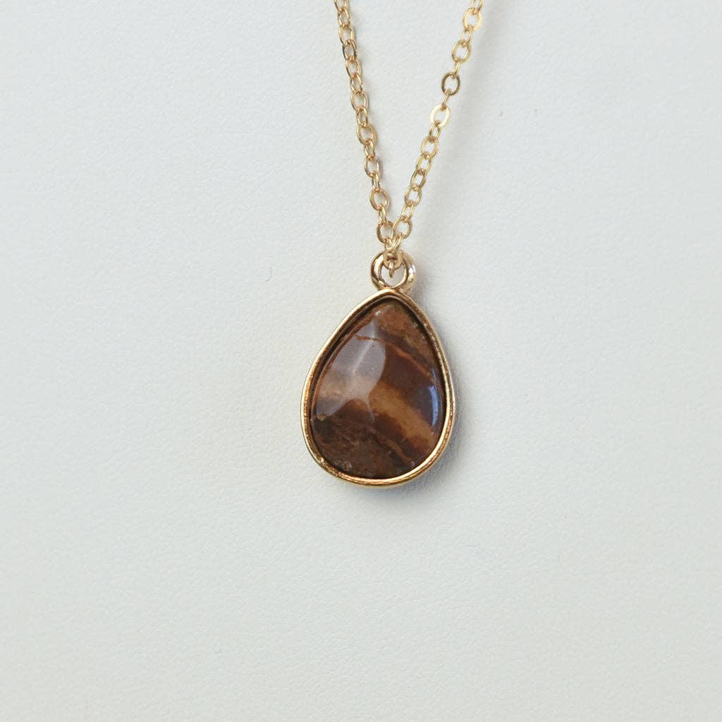 Natural Stone Teardrop Necklace*