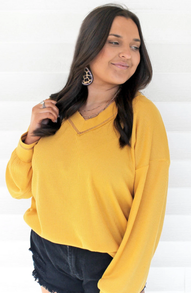 Cameron V Neck Waffle Knit Shirt*