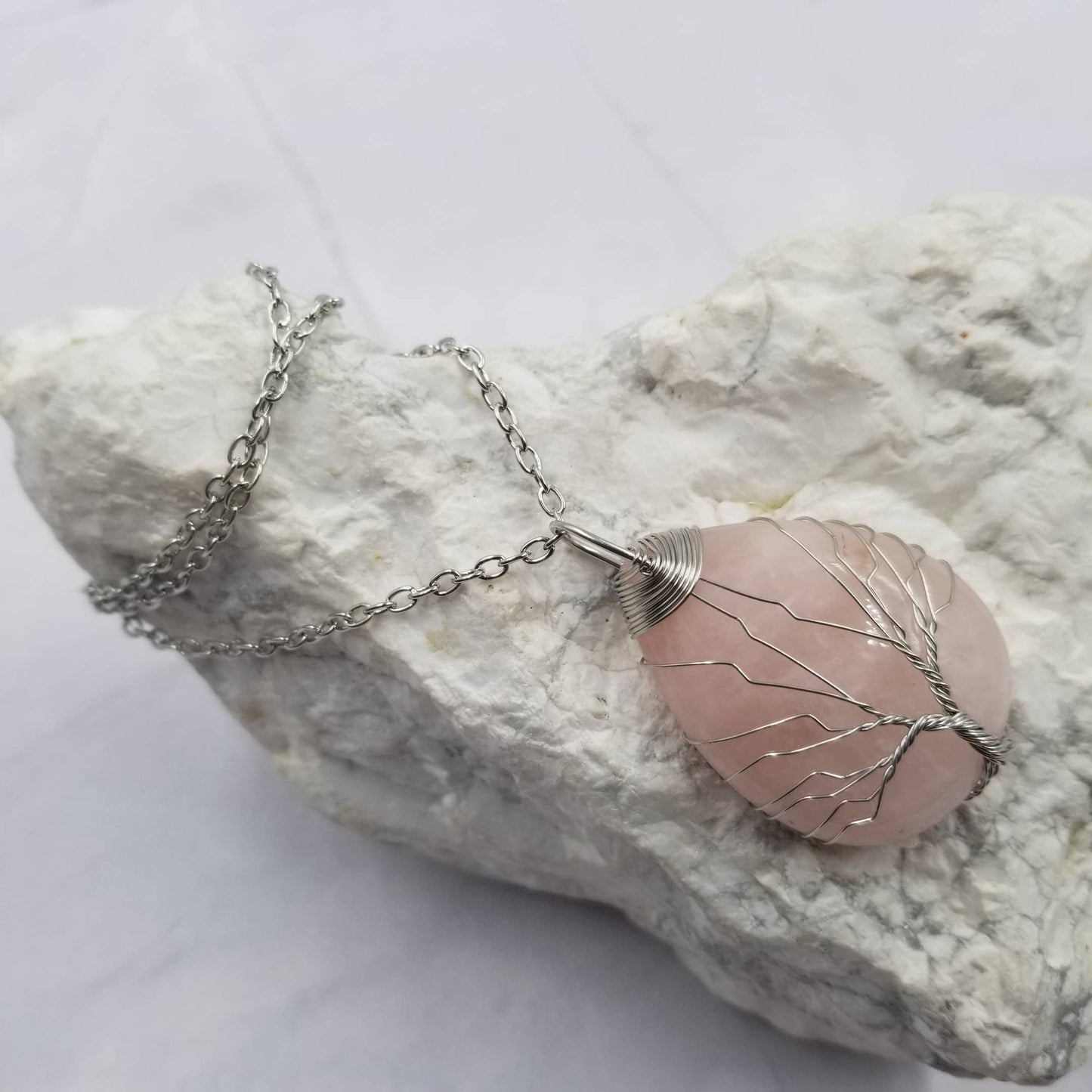 Natural Stone Tree Of Life Pendant Necklace